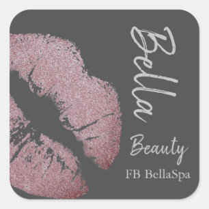 Lipstick Kiss Pink lila Lippengraue Schönheitskuss Quadratischer Aufkleber