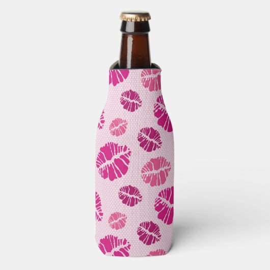 Lipstick Kiss Shape Print Pattern Flaschenkühler (Flaschenvorderseite)