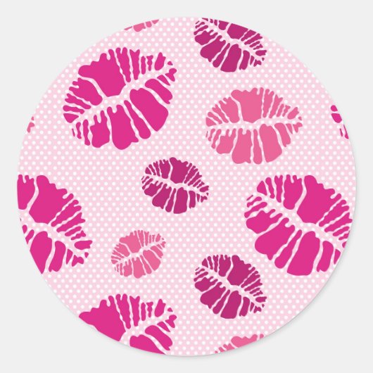 Lipstick Kiss Shape Print Pattern Runder Aufkleber (Vorderseite)