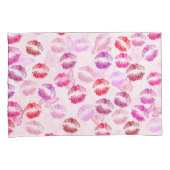 Lipstick Kisses auf Rosa Kissenbezug (Vorderseite-Rechts)