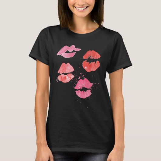 Lipstick Kisses for Valentines Day T-Shirt (Vorderseite)