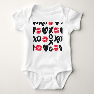 Lipstick Kisses Hört Nahtloses Hintergrundbild Baby Strampler