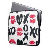 Lipstick Kisses Hört Nahtloses Hintergrundbild Laptopschutzhülle (Vorderseite Links)