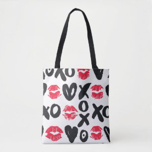 Lipstick Kisses Hört Nahtloses Hintergrundbild Tasche