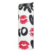Lipstick Kisses Hört Nahtloses Hintergrundbild Thermosbecher (Nach links gedreht)