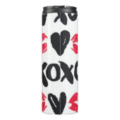 Lipstick Kisses Hört Nahtloses Hintergrundbild Thermosbecher (Rückseite)