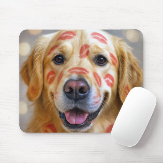 Lipstick Kisses On a Golden Retriever Mousepad (Mit Mouse)