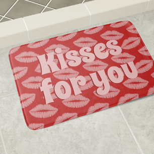 Lipstick Kisses Rot und Rosa Lippen Custom Bath Ma Badematte
