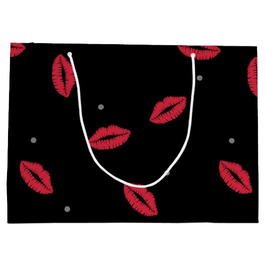Lipstick Kisses Valentine's Day Gift Bag Große Geschenktüte (Rückseite)