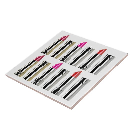 Lipstick Kosmetik Chrom rosa Rot Fliese (Seite)