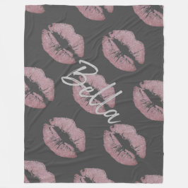 Lipstick-Kuss Pink-Lippenfärbung grau niedlich Fleecedecke