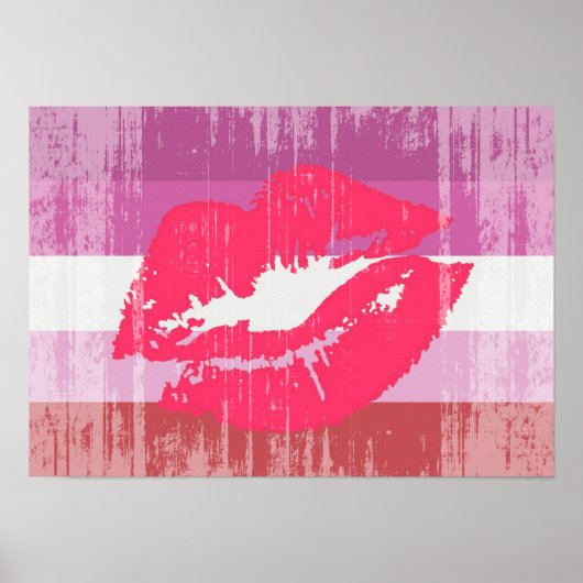 LIPSTICK LESBIAN PRIDE DISTRESSED DESIGN POSTER (Vorne)