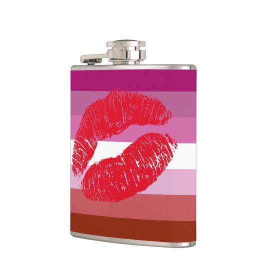 Lipstick Lesbian Pride Flag Flachmann (Links)