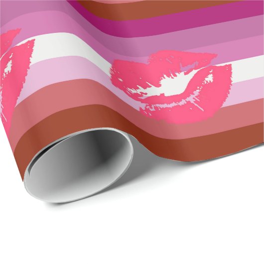 LIPSTICK LESBIAN PRIDE FLAG STRIPES DESIGN - 2014 GESCHENKPAPIER (Rolleneckpunkt)