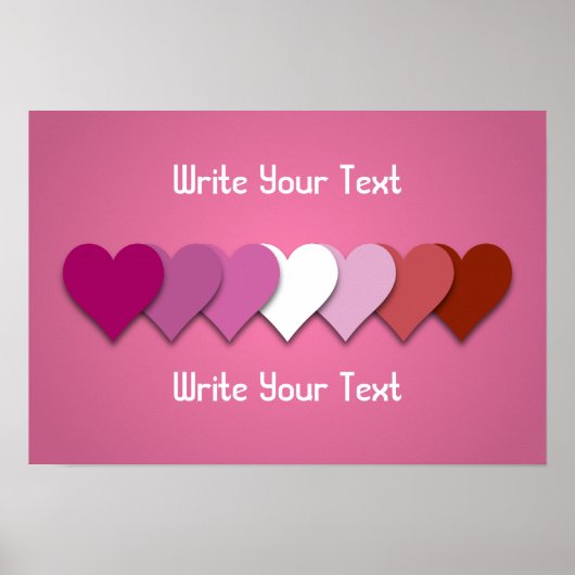 Lipstick lesbian pride hearts with custom text poster (Vorne)