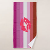 Lipstick Lesbische Flagge Badehandtuch (Badehandtuch)