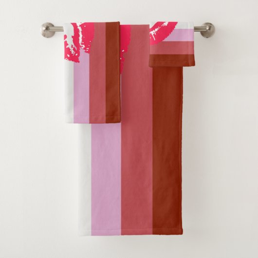 Lipstick Lesbische Flagge Badhandtuch Set (Insitu)