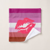 Lipstick Lesbische Flagge Badhandtuch Set (Waschlappen)