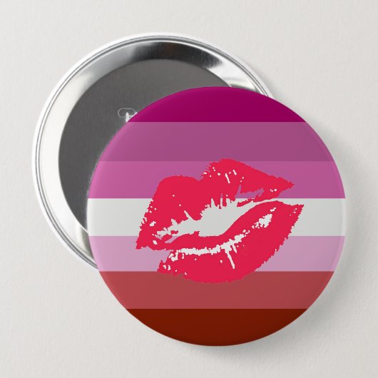 Lipstick Lesbische Flagge Button (Vorne & Hinten)