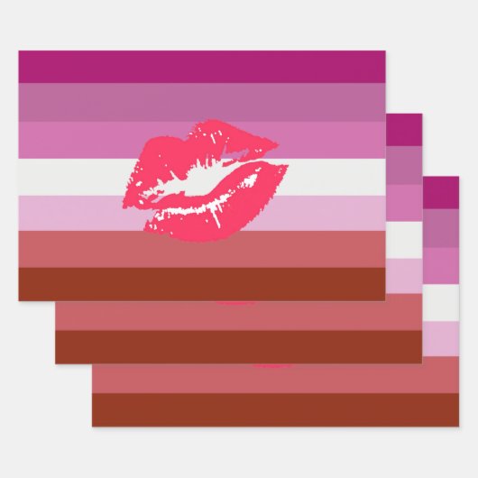 Lipstick Lesbische Flagge Geschenkpapier Set (Set)