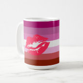 Lipstick Lesbische Flagge Kaffeetasse (Vorderseite Links)