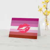 Lipstick Lesbische Flagge Karte (Gelbe Blume)