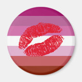 Lipstick Lesbische Flagge Magnet (Vorne)