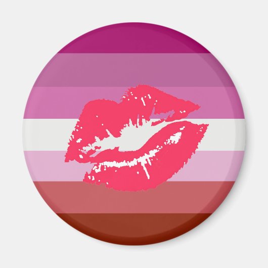 Lipstick Lesbische Flagge Magnet (Vorne)
