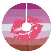 Lipstick Lesbische Flagge Polyester Weihnachtsbaumdecke (Vorderseite)