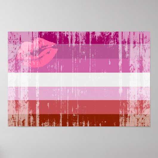 Lipstick Lesbische Flagge Poster (Vorne)