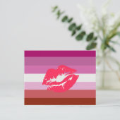 Lipstick Lesbische Flagge Postkarte (Stehend Vorderseite)