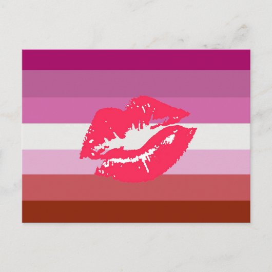 Lipstick Lesbische Flagge Postkarte (Vorderseite)