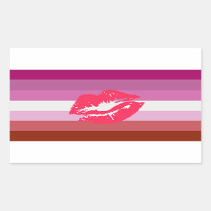 Lipstick Lesbische Flagge Rechteckiger Aufkleber