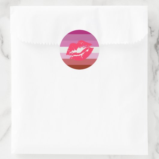 Lipstick Lesbische Flagge Runder Aufkleber (Tasche)