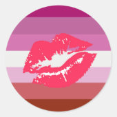Lipstick Lesbische Flagge Runder Aufkleber (Vorderseite)