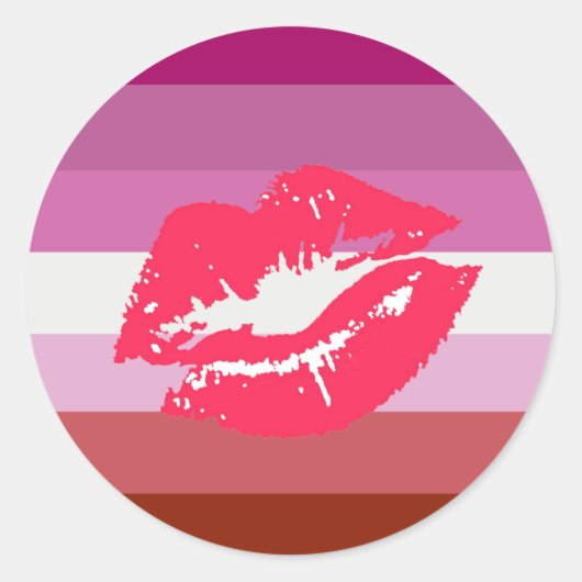 Lipstick Lesbische Flagge Runder Aufkleber (Vorderseite)
