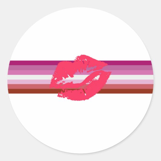 Lipstick Lesbische Flagge Runder Aufkleber (Vorderseite)