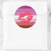 Lipstick Lesbische Flagge Runder Aufkleber (Tasche)
