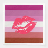 Lipstick Lesbische Flagge Serviette (Vorderseite)