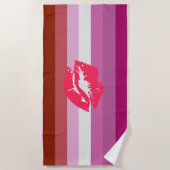 Lipstick Lesbische Flagge Strandtuch (Vorderseite)