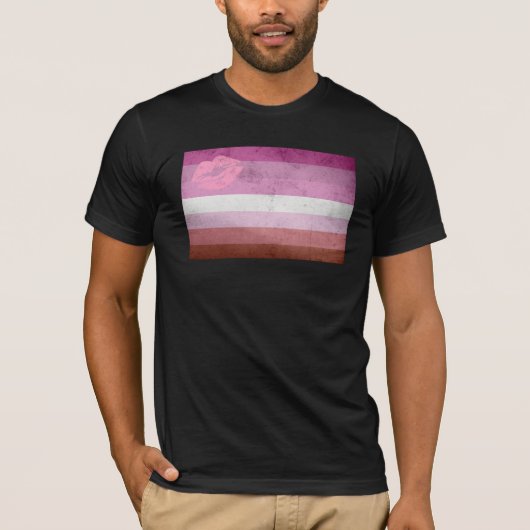 Lipstick Lesbische Flagge T-Shirt (Vorderseite)