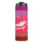 Lipstick Lesbische Flagge Thermosbecher (Vorderseite)