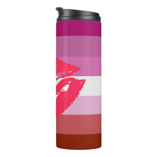 Lipstick Lesbische Flagge Thermosbecher (Nach rechts gedreht)