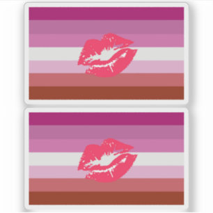 Lipstick Lesbische Flagge und Lippen Aufkleber