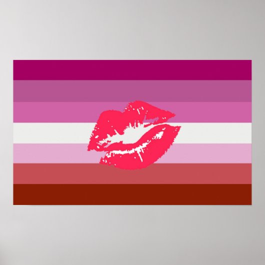 Lipstick Lesbische Flagge und Lippen Poster (Vorne)