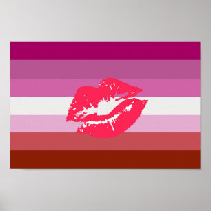 Lipstick Lesbische Flagge und Lippen Poster
