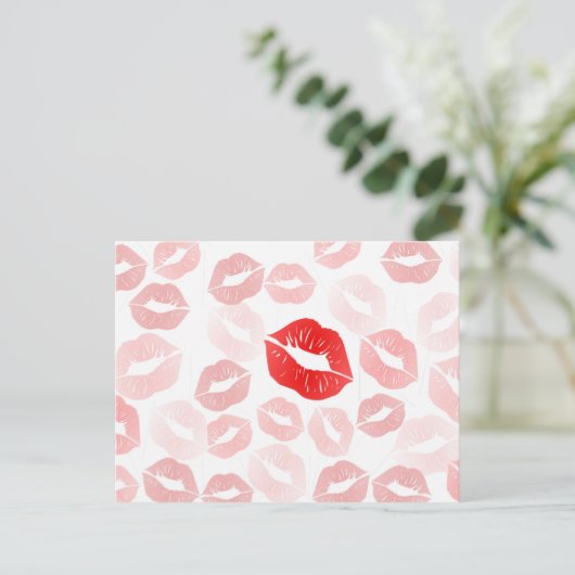 Lipstick-Lippen Postkarte (Stehend Vorderseite)