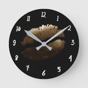 Lipstick Lipstick Kiss Glamour Glam Chic Runde Wanduhr