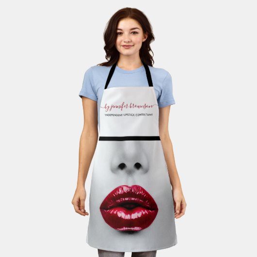 Lipstick Makeup Artist rote Lippen Verkauf Schürze (Getragen)