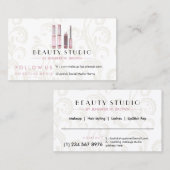 Lipstick Makeup Rose Goldener Schönheitssalon Visitenkarte (Vorne/Hinten)